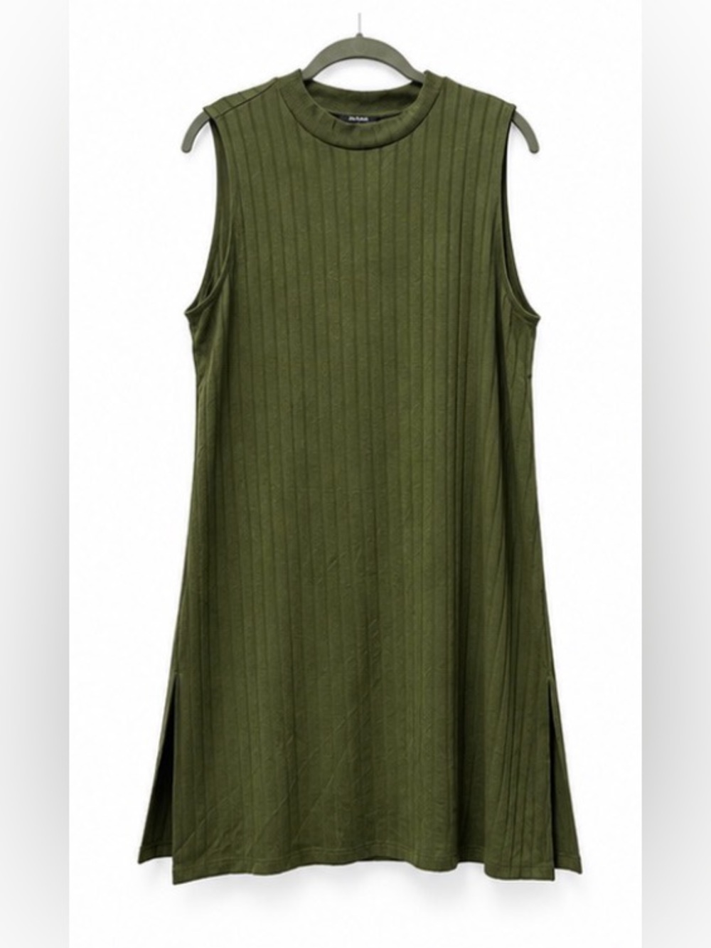 a.n.a Olive Green Ribbed Sleeveless Tunic Top